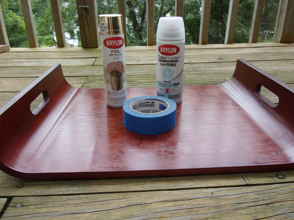 All the supplies you need to make over a tray into a convertible lap desk.