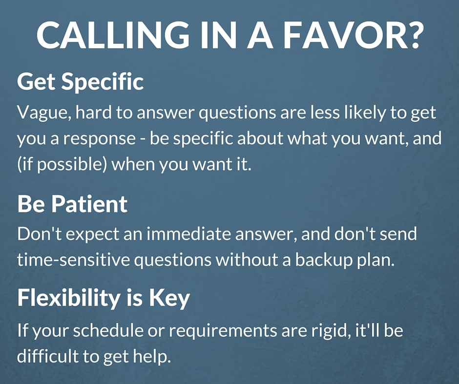 Asking questions is a great way to keep in touch with professors. If you're asking for a favor, here are a few things to keep in mind.