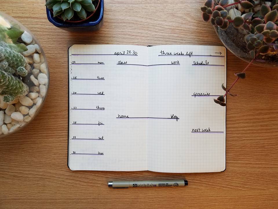 minimalist bullet journal layout