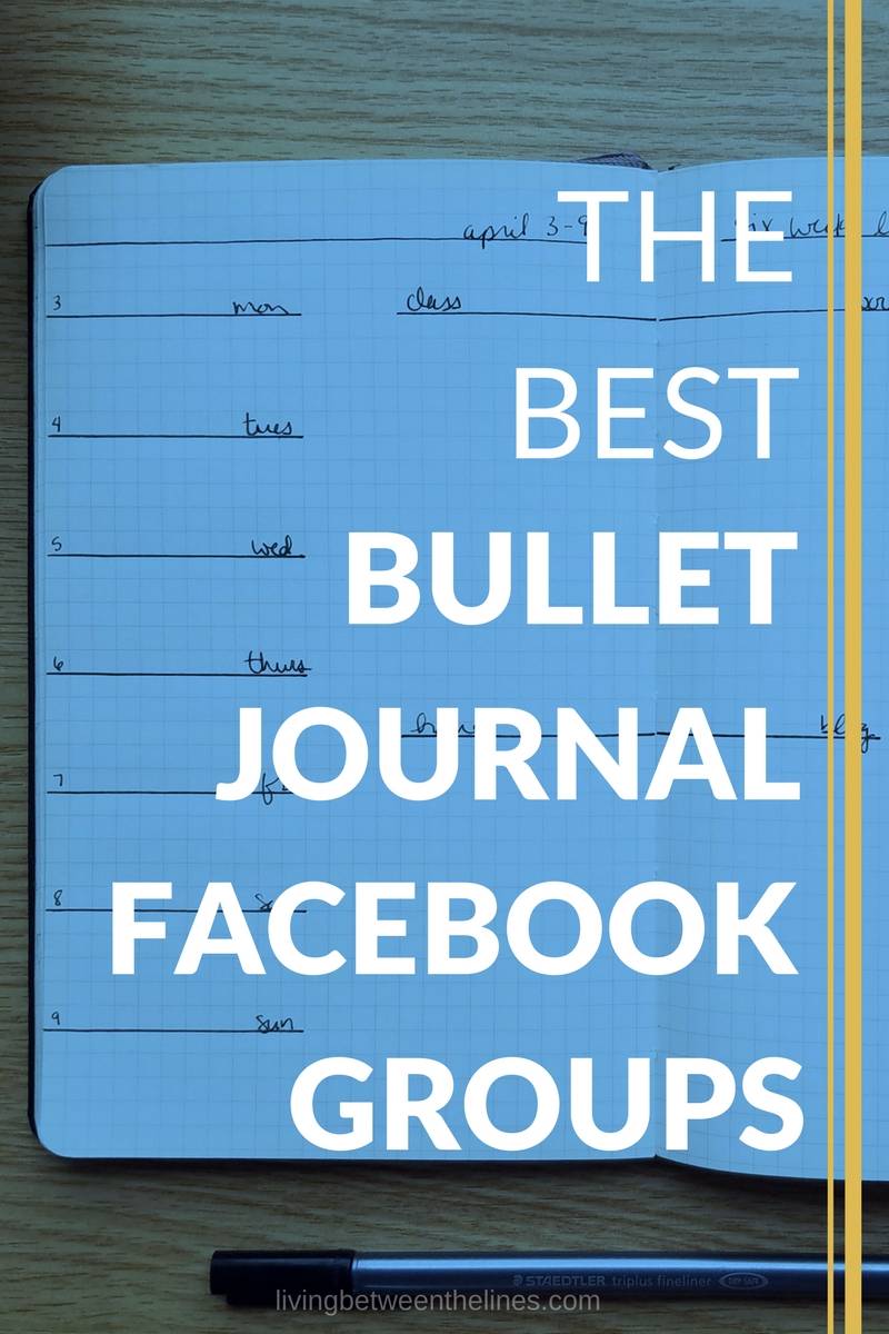 An image of a bullet journal with the text "The Best Bullet Journal Facebook Groups"
